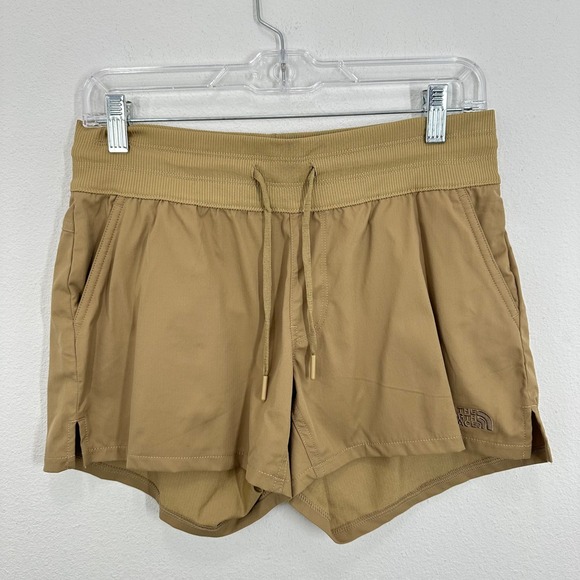 The North Face Womens Size Small Pull On Drawstring Shorts Khaki Outdoor Hiking - Picture 1 of 5